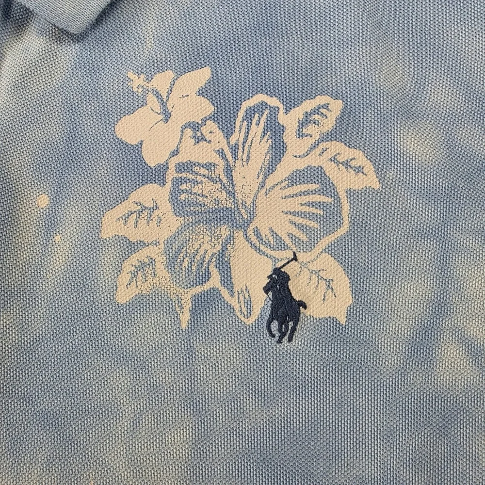 Polo Ralph Lauren Mens XXL Blue Tie Dye Aloha Hawaii Graphic Polo Shirt H567